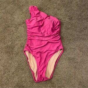 J. Crew Pink One-Shoulder Bodysuit